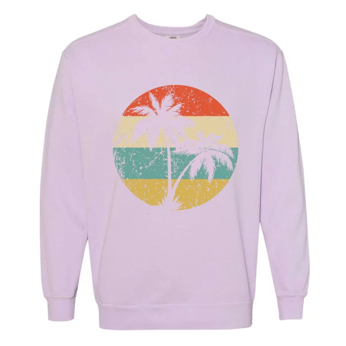 Tropical Beachs Vacations Retro Palm Trees Gift Garment-Dyed Sweatshirt