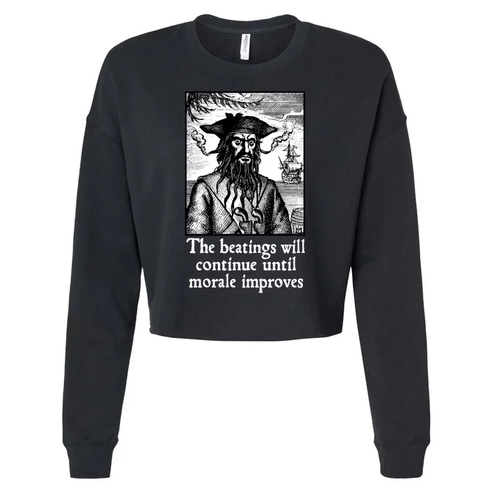 The Beatings Will Continue Until Morale Improves Cropped Pullover Crew