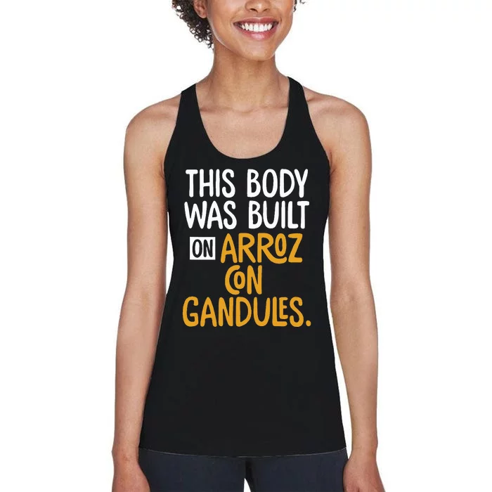 This Body Was Built On Arroz Con Gandules Puerto Rico Women's Racerback Tank