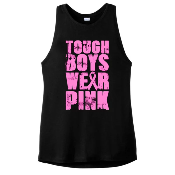 Tough Boyz Wear Pink Support Breast Cancer Awareness Ladies Tri-Blend Wicking Tank