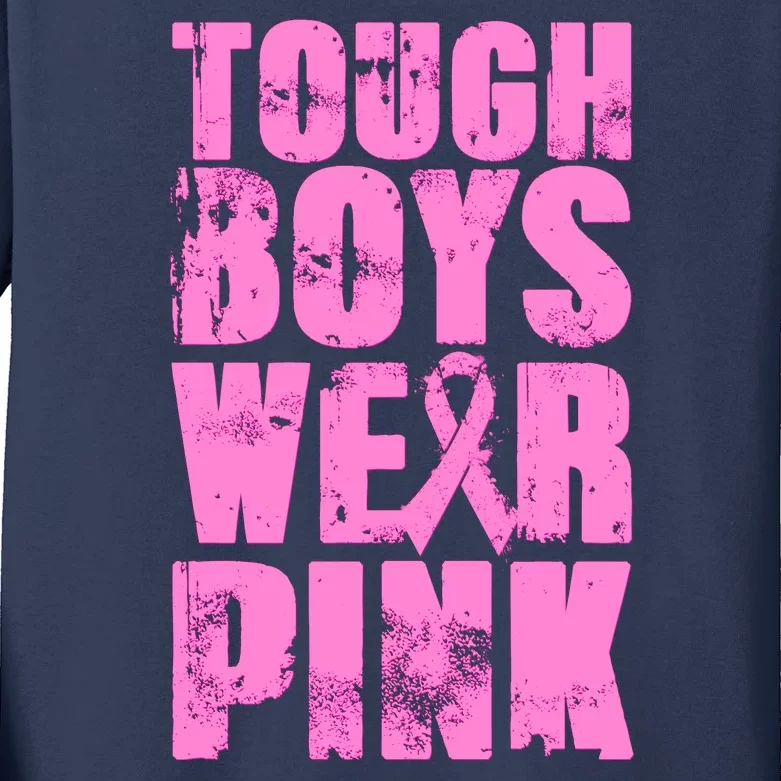 Tough Boyz Wear Pink Support Breast Cancer Awareness Kids Long Sleeve Shirt