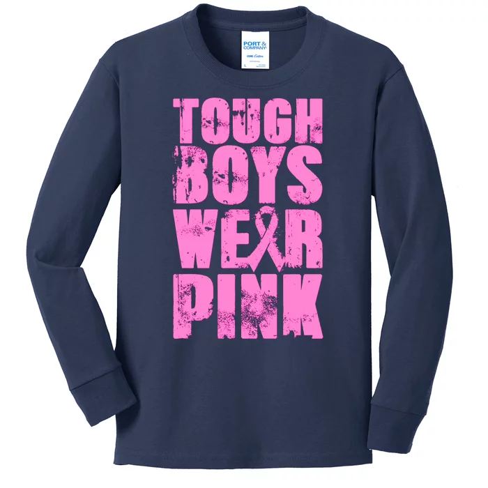 Tough Boyz Wear Pink Support Breast Cancer Awareness Kids Long Sleeve Shirt