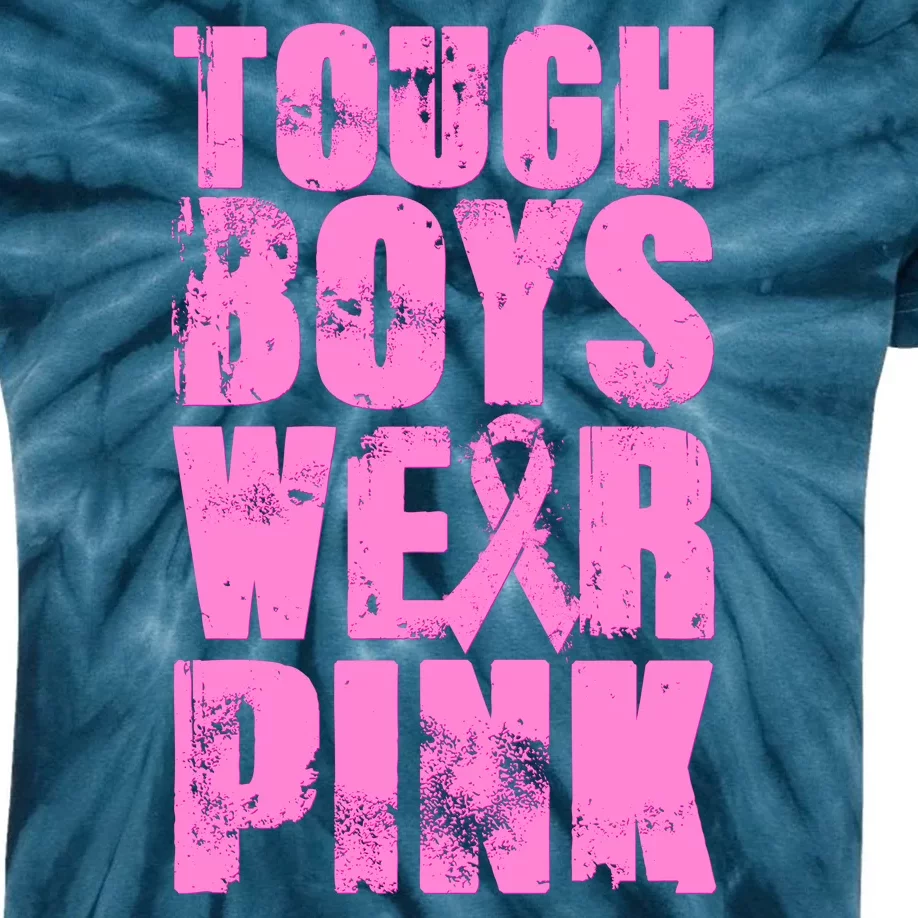 Tough Boyz Wear Pink Support Breast Cancer Awareness Kids Tie-Dye T-Shirt