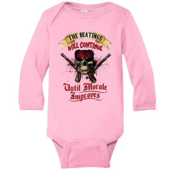 The Beatings Will Continue Until Morale Improves Baby Long Sleeve Bodysuit