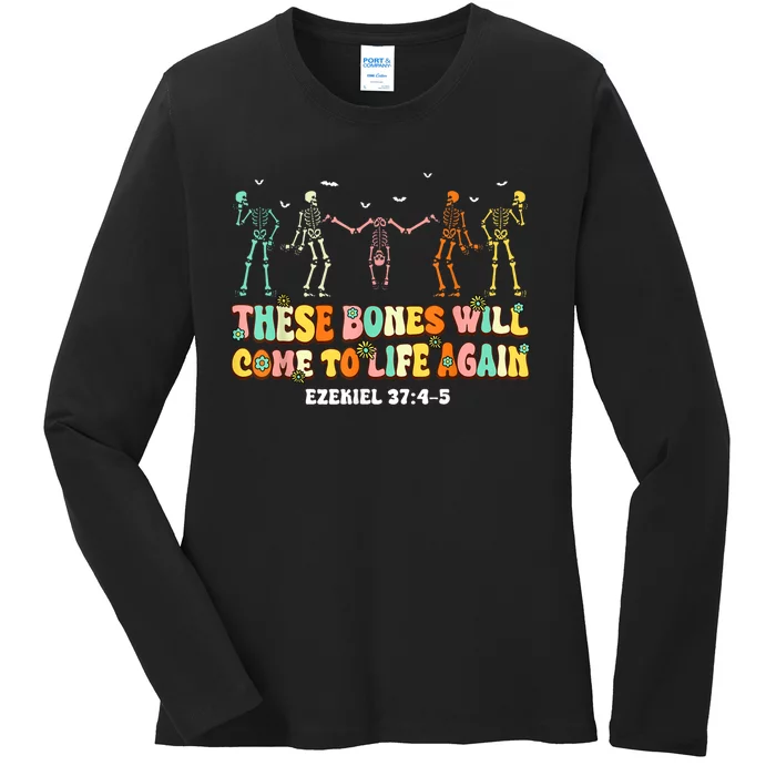 These Bones Will Come To Life Again Ezekiel 37:45 Christian Ladies Long Sleeve Shirt