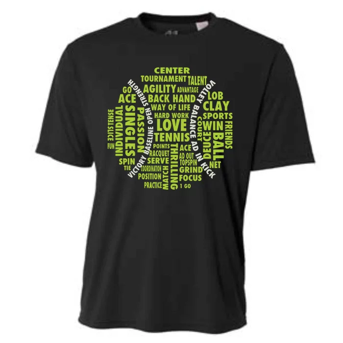 Tennis Ball Word Cloud Shirts Cool Tennis Players Cooling Performance Crew T-Shirt