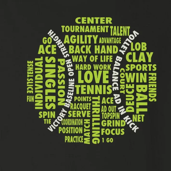 Tennis Ball Word Cloud Shirts Cool Tennis Players Toddler Long Sleeve Shirt