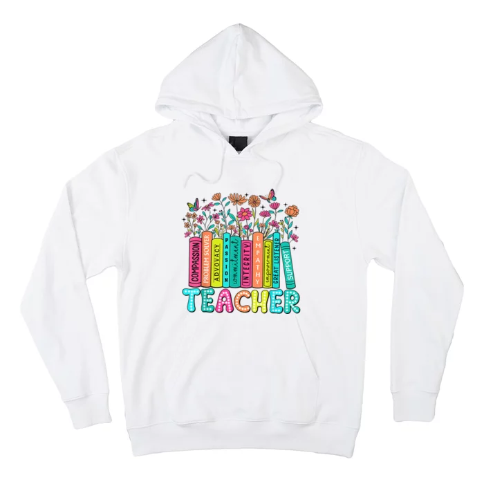 Teacher Bookself Wildflowers Book Lover Bookworm Hoodie