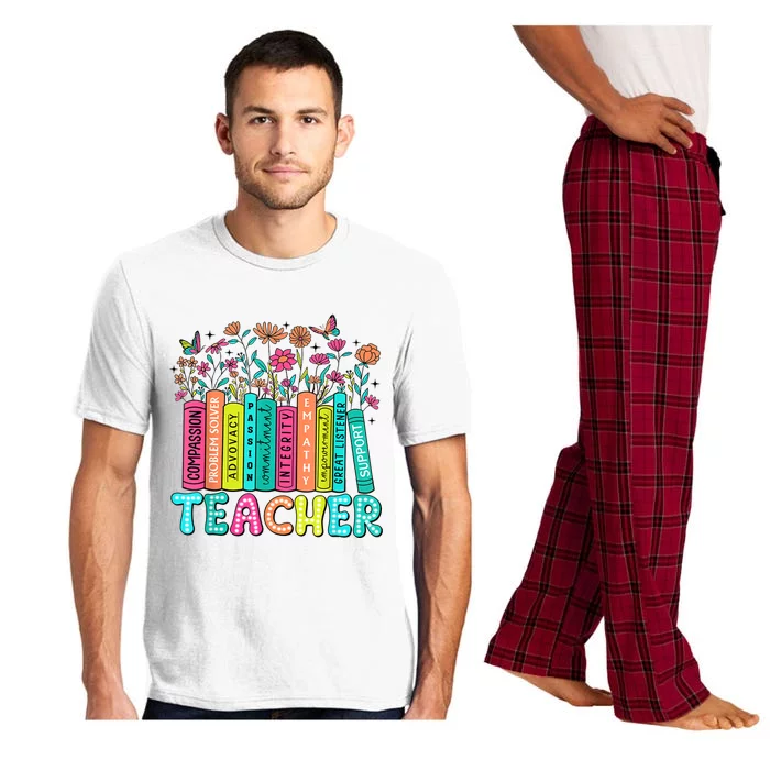 Teacher Bookself Wildflowers Book Lover Bookworm Pajama Set