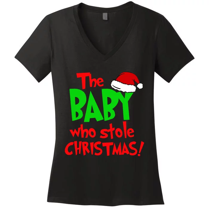 The Baby Who Stole Christmas Women's V-Neck T-Shirt