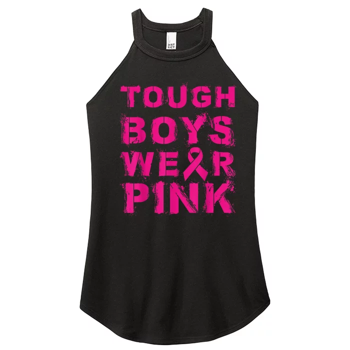 Tough Boy Wear Pink Cool Pink Breast Cancer Awareness Kid Women’s Perfect Tri Rocker Tank