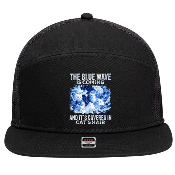 The Blue Wave Is Coming Covered In Cat Hairs 7 Panel Mesh Trucker Snapback Hat