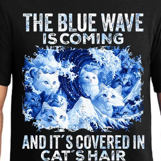 The Blue Wave Is Coming Covered In Cat Hairs Pajama Set