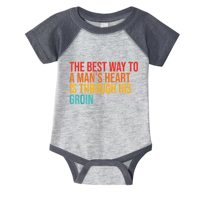 The Best Way To A ManS Heart Is Through His Groin Infant Baby Jersey Bodysuit