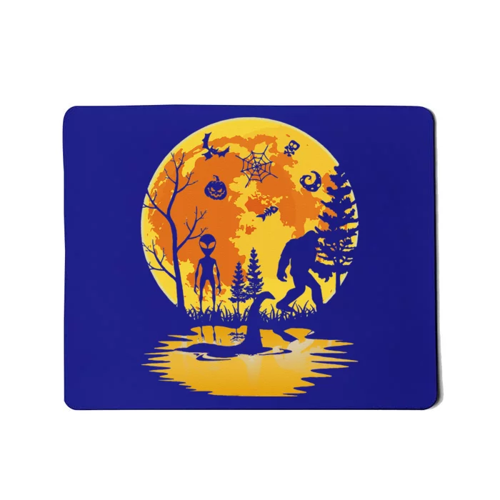 Th Bigfoot With Alien Lochnech Monster Costume Halloween Mousepad