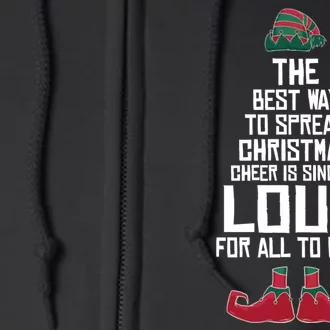 The Best Way To Spread Christmas Cheer Pajama Funny Elf Xmas Full Zip Hoodie