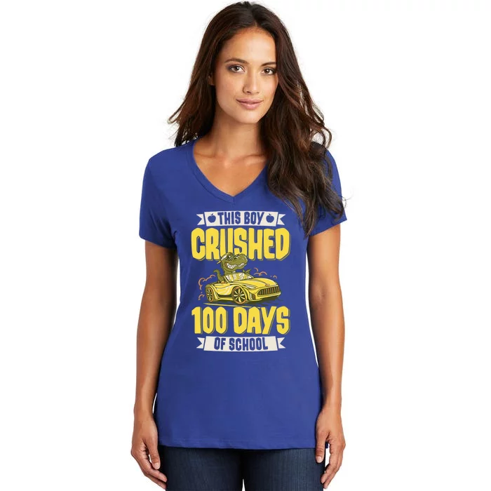 This Crushed 100 Days Of School Kindergarten Saying Gift Women's V-Neck T-Shirt