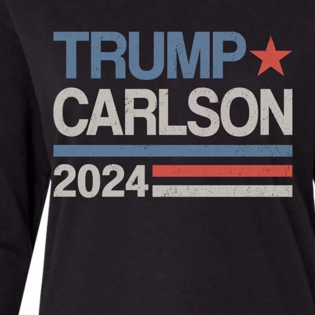 Trump Carlson 2024 President Election Pro America US Flag Womens Cotton Relaxed Long Sleeve T-Shirt