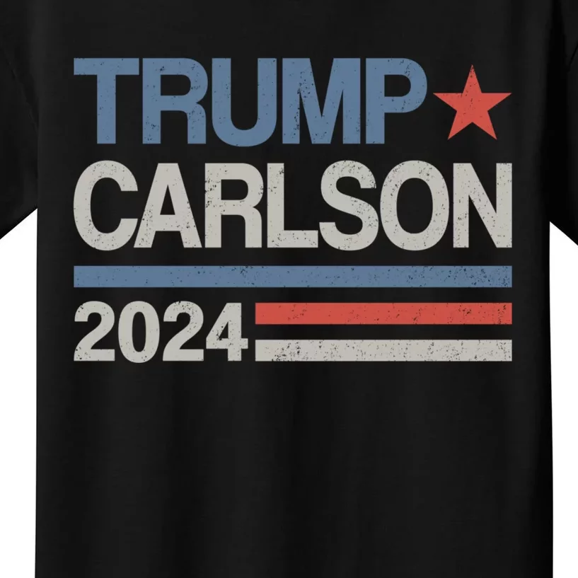 Trump Carlson 2024 President Election Pro America US Flag Kids T-Shirt