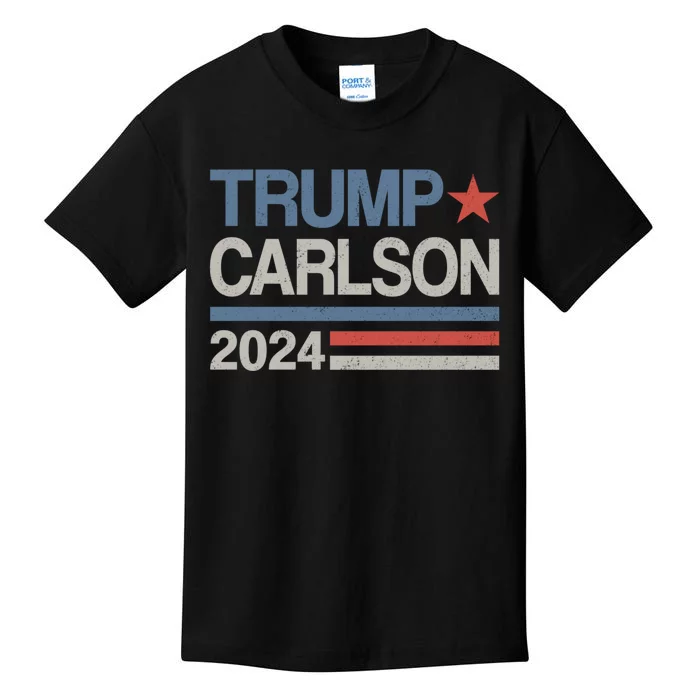 Trump Carlson 2024 President Election Pro America US Flag Kids T-Shirt