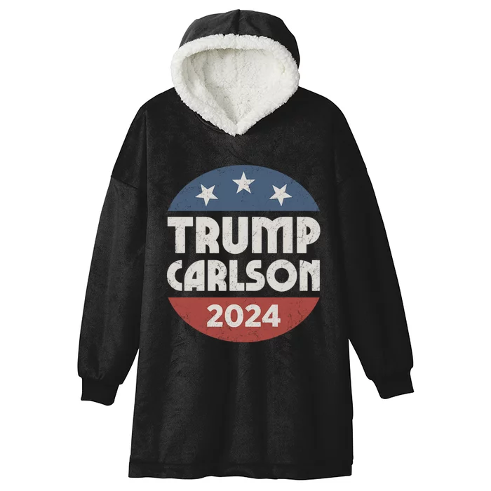 Trump Carlson 2024 President Election Pro America US Flag Hooded Wearable Blanket