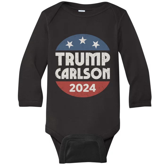 Trump Carlson 2024 President Election Pro America US Flag Baby Long Sleeve Bodysuit