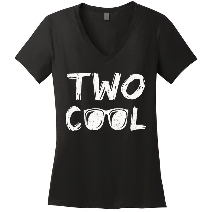 Two Cool 2nd Birthday Gift 2 Year Old Women's V-Neck T-Shirt