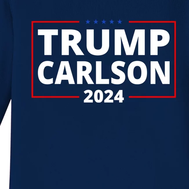 Trump Carlson 2024 President Election Pro America US Flag Baby Long Sleeve Bodysuit