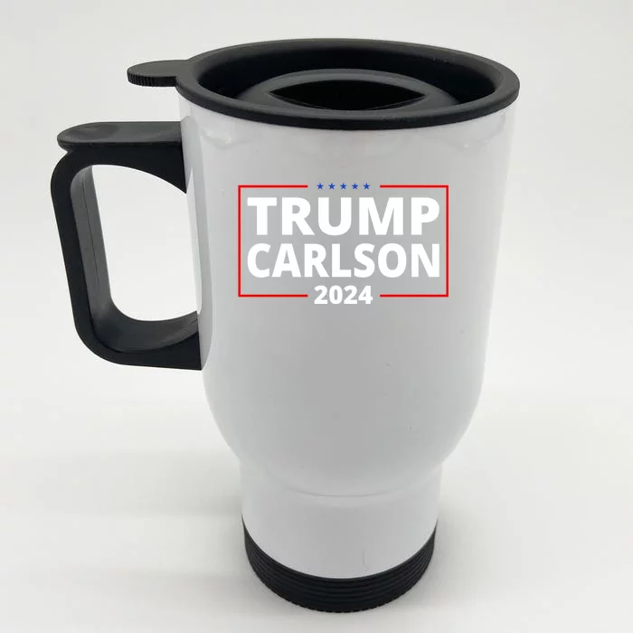 Trump Carlson 2024 President Election Pro America US Flag Front & Back Stainless Steel Travel Mug