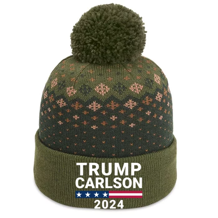 Trump Carlson 2024 President Election Pro America Us Flag Trumpcarlson Campaign The Baniff Cuffed Pom Beanie