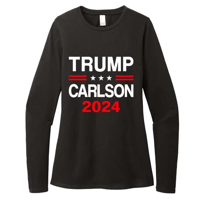 Trump Carlson 2024 President Election Pro America US Flag Womens CVC Long Sleeve Shirt