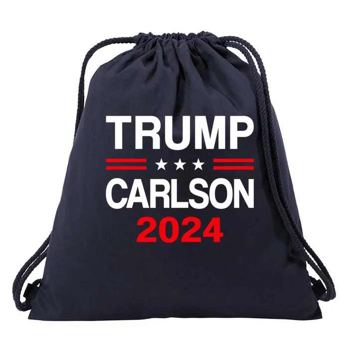 Trump Carlson 2024 President Election Pro America US Flag Drawstring Bag