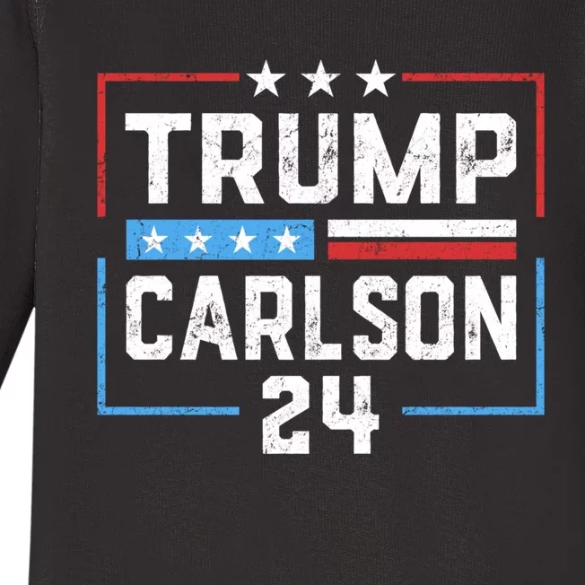 Trump Carlson 2024 President Election Pro America US Flag Baby Long Sleeve Bodysuit