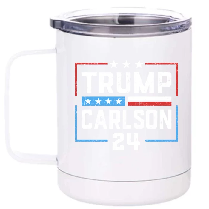 Trump Carlson 2024 President Election Pro America US Flag Front & Back 12oz Stainless Steel Tumbler Cup