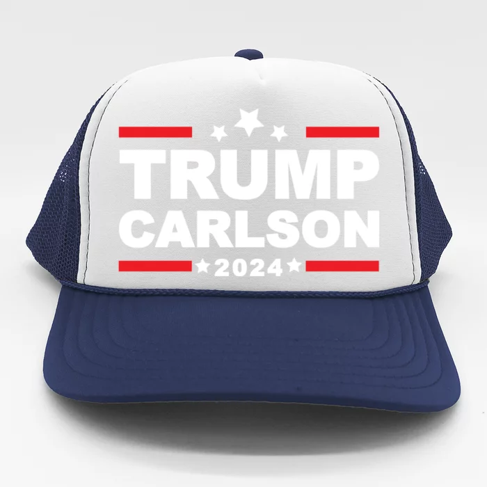 Trump Carlson 2024 President Election Pro America US Flag Trucker Hat