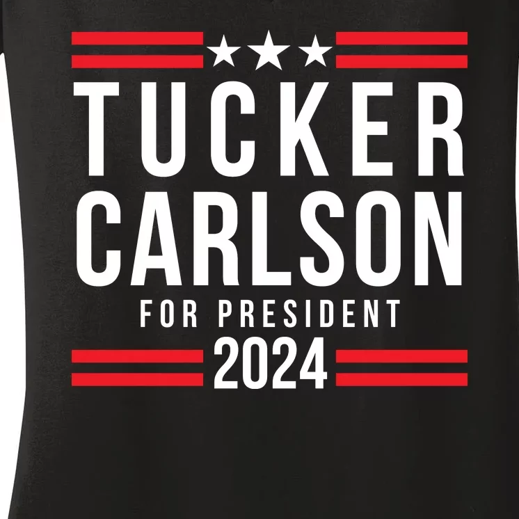 Tucker Carlson 2024 President Elect Tucker Carlson 24 Women's V-Neck T-Shirt