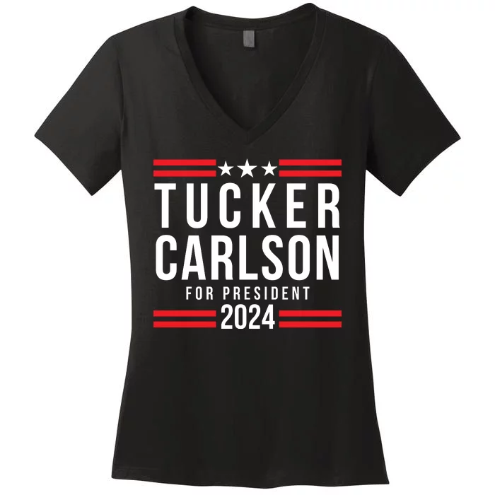 Tucker Carlson 2024 President Elect Tucker Carlson 24 Women's V-Neck T-Shirt