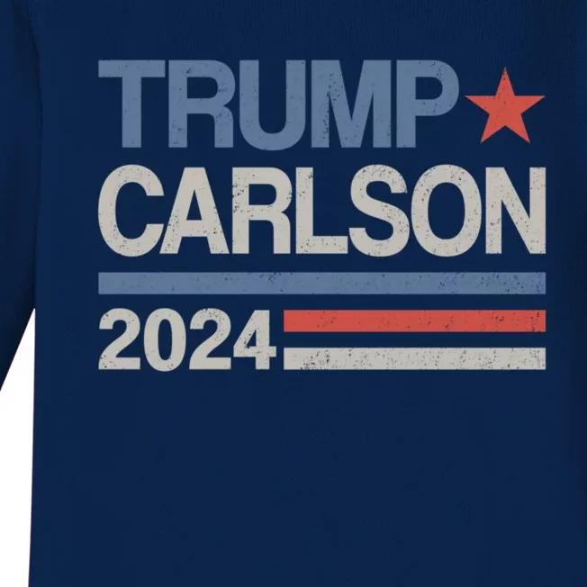 Trump Carlson 2024 Pro America Baby Long Sleeve Bodysuit