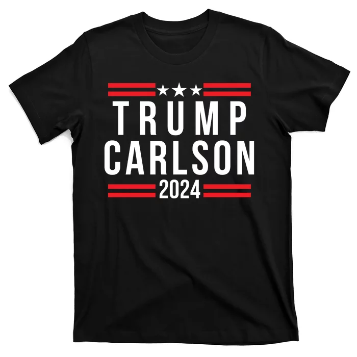 Trump Carlson 2024 President Election Us Flag Pro America Trumpcarlson Campaign T-Shirt