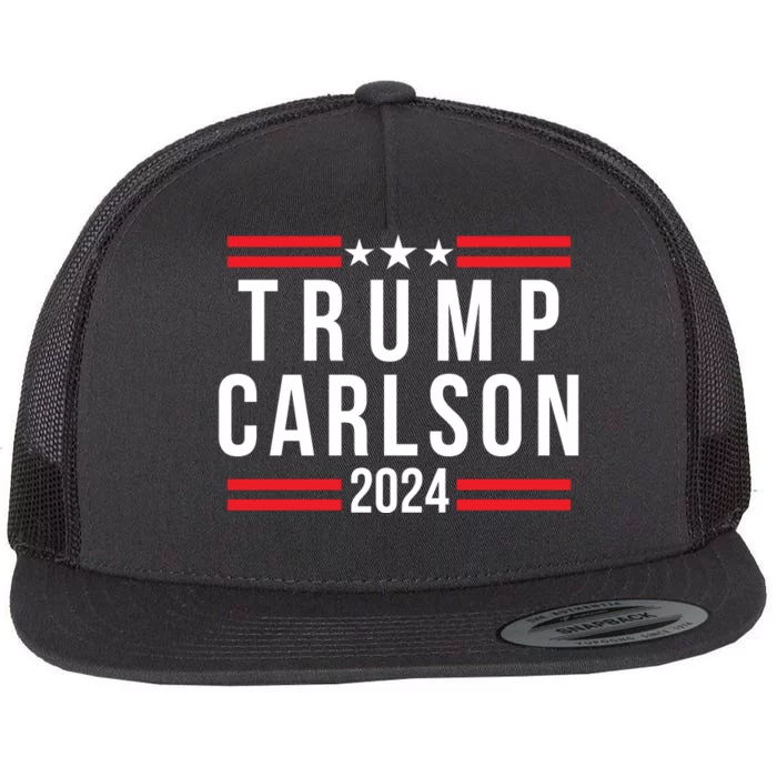 Trump Carlson 2024 President Election Us Flag Pro America Trumpcarlson Campaign Flat Bill Trucker Hat