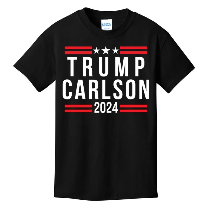 Trump Carlson 2024 President Election Us Flag Pro America Trumpcarlson Campaign Kids T-Shirt