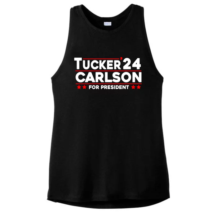 Tucker Carlson 2024 For President Ladies Tri-Blend Wicking Tank