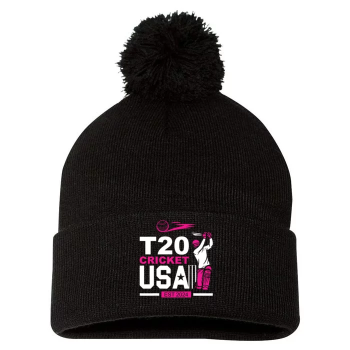 T20 Cricket 2024 Usa Cricket Fans Pom Pom 12in Knit Beanie