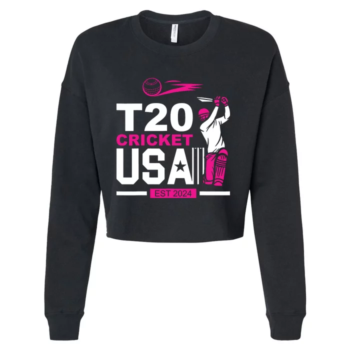 T20 Cricket 2024 Usa Cricket Fans Cropped Pullover Crew