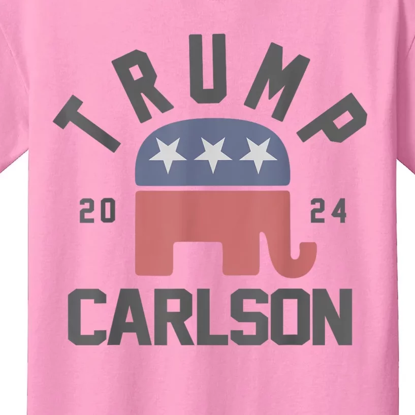 Trump Carlson 2024 President Election Pro America US Flag Kids T-Shirt