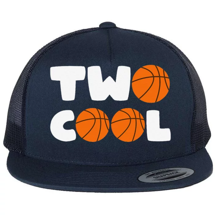 Two Cool 2nd Birthday Basketball Themed 2 Year Old Flat Bill Trucker Hat