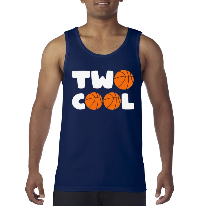 Two Cool 2nd Birthday Basketball Themed 2 Year Old Tank Top