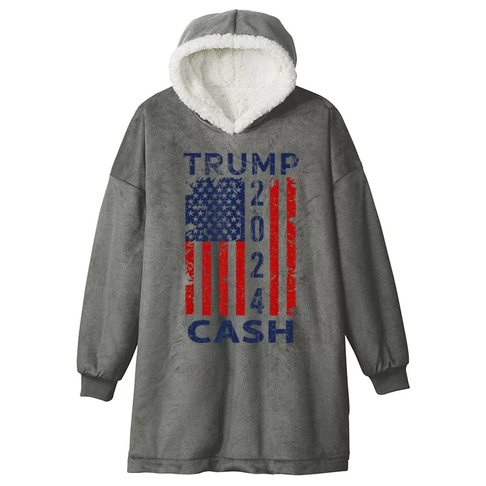 Trump Cash 2024 President Trump Supporter Reelection Hooded Wearable Blanket