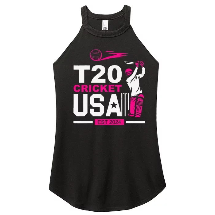 T20 Cricket 2024 Usa Cricket Fans Gift Women’s Perfect Tri Rocker Tank