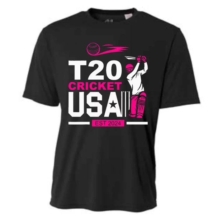 T20 Cricket 2024 Usa Cricket Fans Cooling Performance Crew T-Shirt